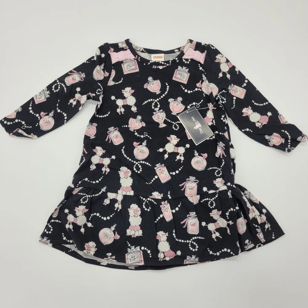 Gymboree Dress Black Pink Long Sleeve Tres Chic Collection Print Size 12-18m NEW